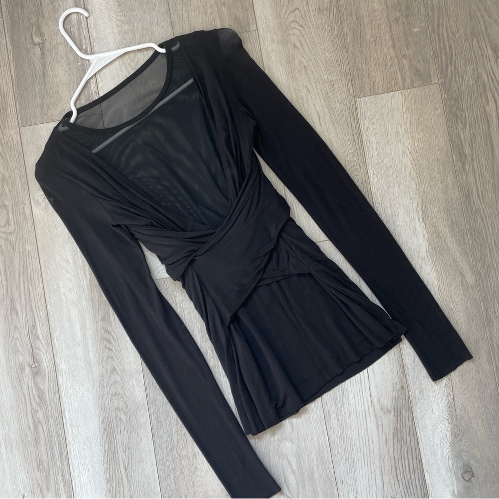 Bailey 44 Top Black (small) wrap sheer stretchy going out date night party
